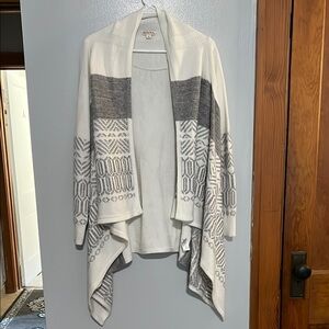 Merona Gray and Cream Geometric Cardigan Sweater